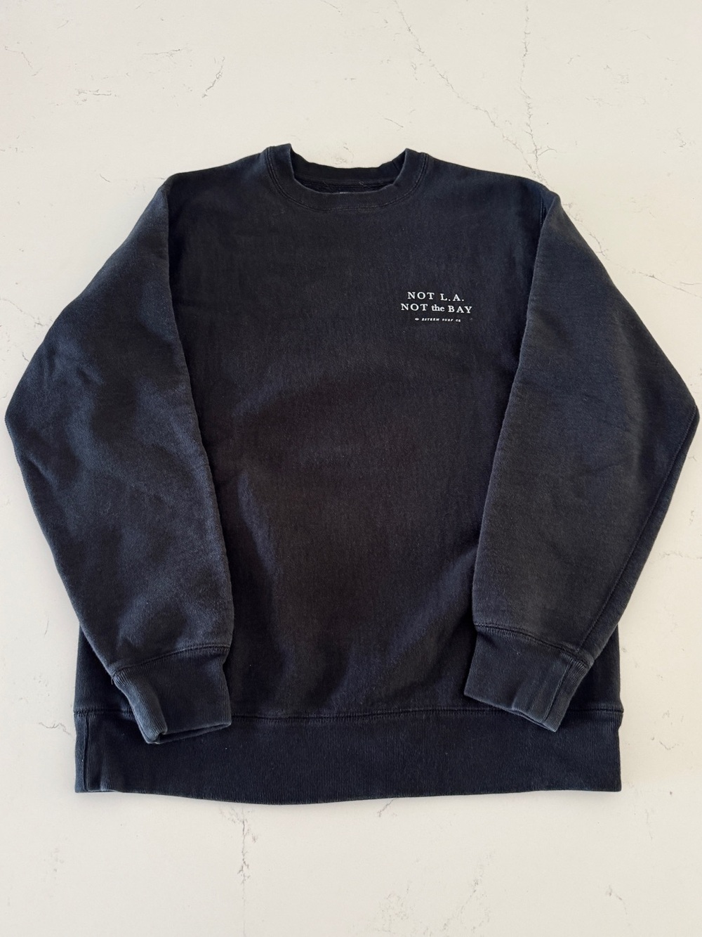 Esteem Surf Co Black Faded Crewneck Sweatshirt Medium “Not L.A. Not the Bay”